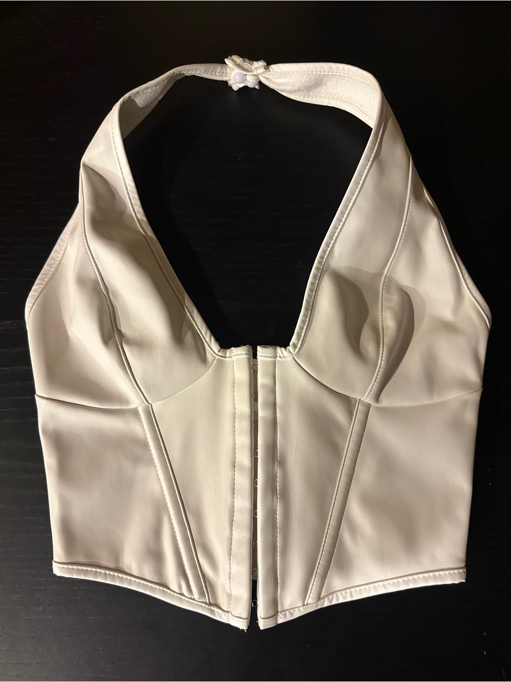 White Pleather Halter Corset Top